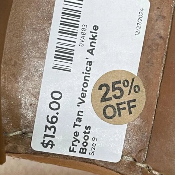 Frye Veronica Tan Leather Motorcycle Ankle Boots Buckle Pull On Women's Size 9 B - Picture 10 of 10